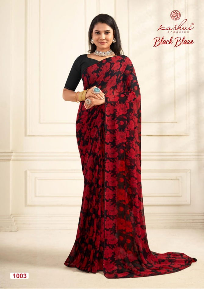 Black Blaze By Kashvi Daily Wear Georgette Sarees Wholesale Online